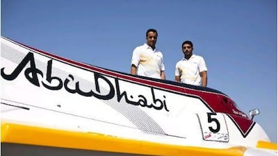 Thani al Qamzi, left, and Ahmed al Hameli of Team Abu Dhabi are fifth and seventh in the F1 H2O UIM World Championship.