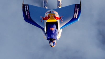 Mr Baumgartner during the freefall in 2003. Reuters