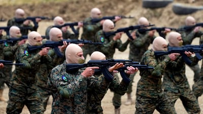 Hezbollah fighters training in southern Lebanon's Jezzine district in in May 2023. AP Photo