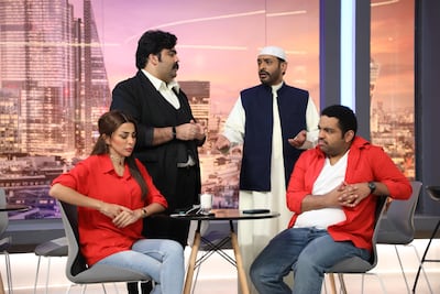 From left, Alanoud Saud, Abdel Aziz El Nassar, Habib Al-Habib and Khaled Al-Muzaffar in 'Studio 22'. Photo: MBC