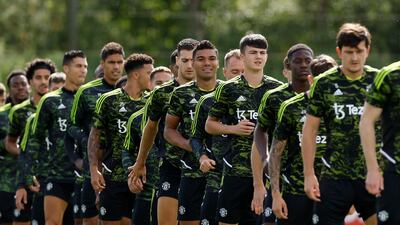 Manchester United's Casemiro and teammates during training. Reuters