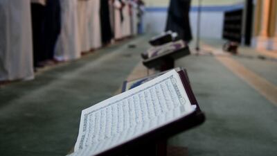 The first early morning Ramadan prayer at the Bani Hashim Mosque. Khushnum Bhandari / The National