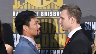 Manny Pacquiao and Jeff Horn will get in the ring to face each other on Sunday in Brisbane. Dave Hunt / Reuters