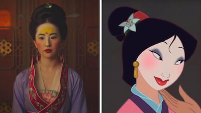 There are plenty of similarities in the finished looks, when Mulan is ready to meet the matchmaker. Courtesy Disney