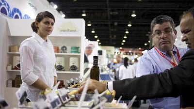 Food exports to the Middle East region jumped 250 per cent from 2013 to 2014 and participants to this year’s Gulfood would like to take advantage of the region’s huge appetite for food. Razan Alzayani / The National