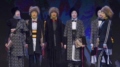 Androgynous looks with red lips at Eugeneffectes. AFP