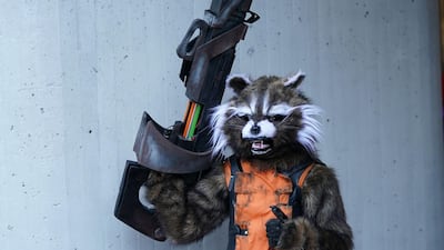 A cosplayer dresses up as Rocket Raccoon from The Guardians of the Galaxy. AFP