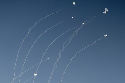 Rockets fired from Lebanon are intercepted by the Iron Dome system. Getty Images