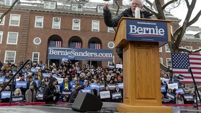 Senator Bernie Sanders speaks during a campaign rally in the Brooklyn Borough of New York. Bloomberg