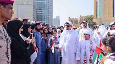 Sheikh Humaid bin Rashid Al Nuaimi, Ruler of Ajman, raised the flag on a mast especially prepared for the occasion at the Ruler's Court in the presence of Sheikh Ammar bin Humaid Al Nuaimi, Crown Prince of Ajman. Wam