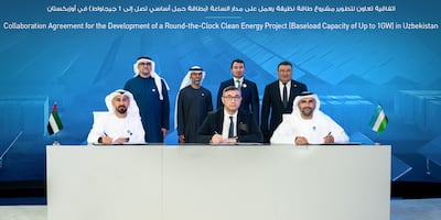 Suhail Al Mazrouei, Minister of Energy and Infrastructure, at the signing of the agreement, during Abu Dhabi Sustainability Week 2026. Photo: Masdar