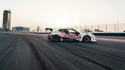 The car just before it moves into the drift zone.