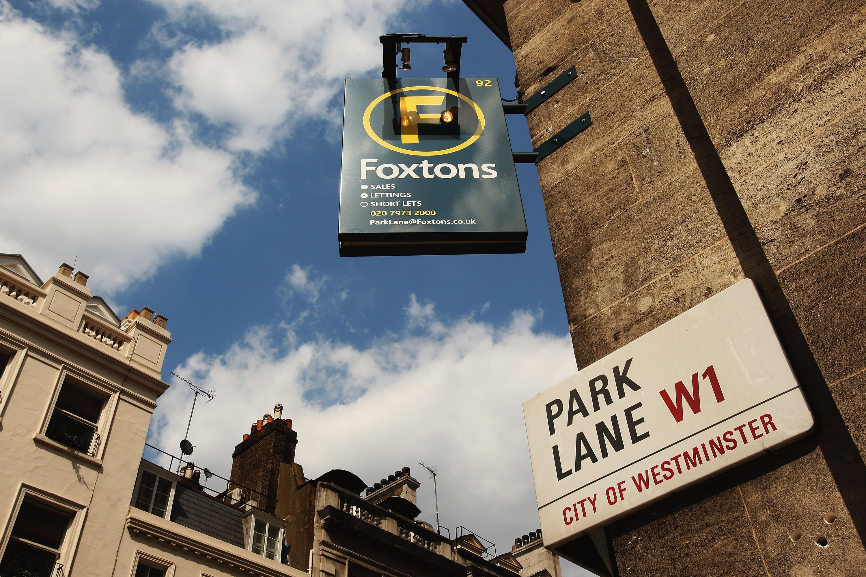 The front of Foxtons Estate Agents office on Park Lane in London. Getty Images