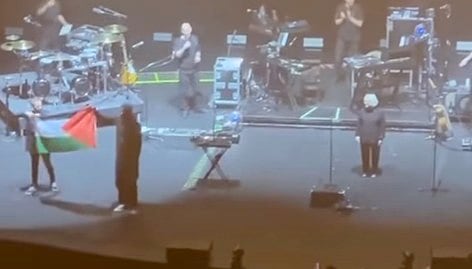 Image linked from the original feed: Massive Attack investigated over Palestinian flag display at Singapore concert