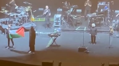 Videos appear to show a Palestinian flag being held up during Massive Attack's concert at The Star Performing Arts Centre in Singapore. Photo: screengrab / Facebook