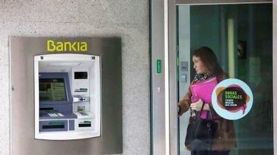 Bankia shares fell almost 10 per cent yesterday after reports in newspapers that Spaniards withdrew €1 billion in the past few days. Angel Navarrete / Bloomberg News