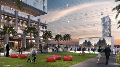 The Al Maryah Central retail project will have a garden, above, when finished. Courtesy Gulf Related