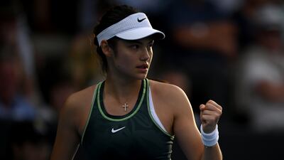 Emma Raducanu after winning a point against Elina Svitolina. Getty Images
