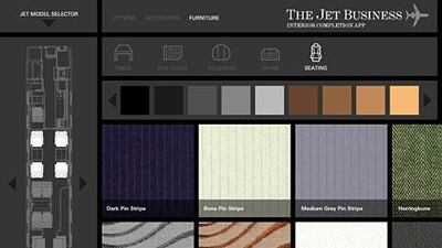 The Jet Business has an app for cabin interiors. Courtesy The Jet Business