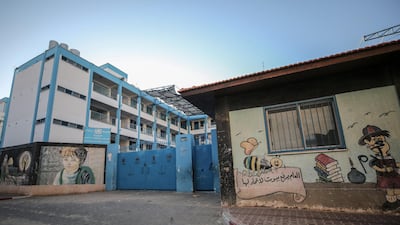 The closed gate of the United Nations Relief and Works Agency school in Gaza city. The Palestinian government in Ramallah announced a one-month emergency in response to fears of the spread of Covid-19. EPA