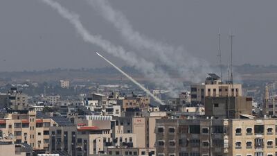 Rockets are fired from Gaza city towards Israel. AFP