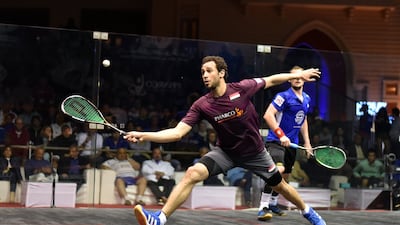 El Gouna International Squash Open Semi final action between Ramy Ashour, and Gregory Gaultier. Steve Cubbins for The National