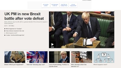 BBC news homepage