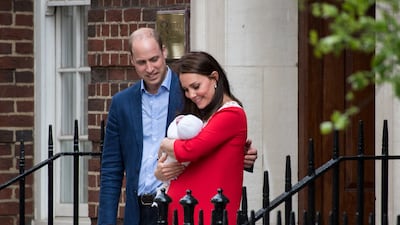 Prince William and Catherine leave the Lindo Wing of St Mary's Hospital, London, with newborn Prince Louis in April 2018