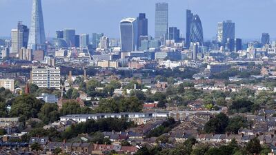 Residential areas of south London with central London, including the Shard, in the distance. London house prices fell but nationally values remained stable. Carl Court / Getty