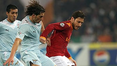 Francesco Totti, right, led Roma to a derby win over Lazio last year.