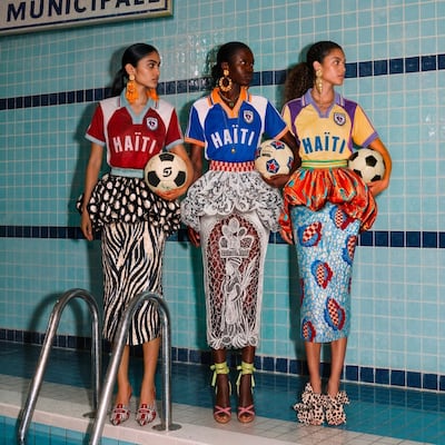Haitian designer Stella Jean's collection dedicated to Haiti being in its first World Cup since 1974. Photo: Stella Jean / Instagram