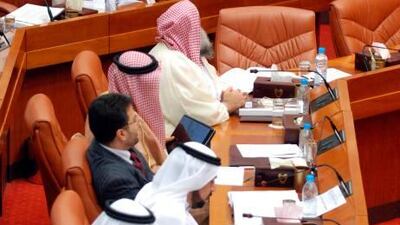 Abdul Hussein al Mutaghawi, an MP representing Al Wefaq, addresses parliament in Manama in 2008. The party is an Islamist Shiite opposition political grouping.