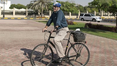 Dr Richard Gassan cycled daily from his home to the American University of Sharjah, where he taught history. Reem Mohammed / The National