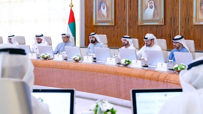 Sheikh Mohammed bin Rashid chairs Cabinet meeting at Qasr Al Watan in Abu Dhabi on Monday. Photo: Dubai Media Office