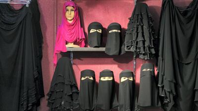 Niqabs for sale at Ras Al Khaimah's Eid Al Adha fair. Reem Mohammed / The National