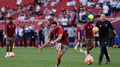 Liverpool's Trent Alexander-Arnold takes a shot. AP Photo