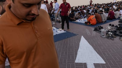 Muslims break their fast at Al Farooq Omar bin Al Khattab Mosque in Al Safa, Dubai. Antonie Robertson / The National