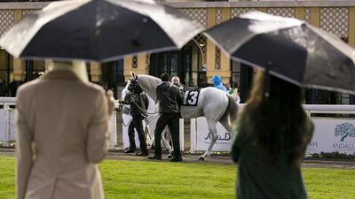 The effects of the weather could even be felt at Sunday’s races at the Abu Dhabi Equestrian Club. Reem Mohammed / The National