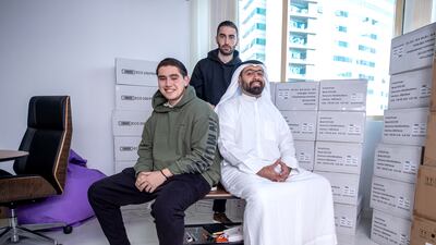 Dukkantek founders, from left, Sanad Yaghi, Shadi Joulani and Ali Alsayegh. Victor Besa / The National