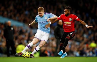 Manchester United manager Ole Gunnar Solskjaer was glowing in his praise of Fred, right, after the Manchester derby. Reuters