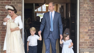 Catherine, Duchess of Cambridge and Prince William with their children Prince George, Princess Charlotte and Prince Louis after Prince Louis's christening at St James's Palace on July 9, 2018 in London, England. Getty Images
