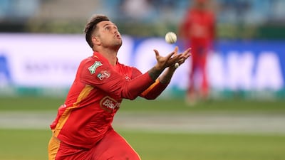 Islamabad's Cameron Delport takes a caught and bowled of Quetta's Umar Akmal.