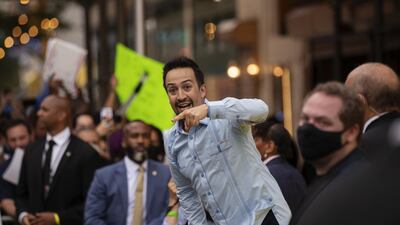 Lin-Manuel Miranda, actor and co-producer of the movie 'In the Heights', interacts with fans ahead of the film's screening. Bloomberg