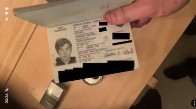 Johannes Natland's passport, shown to the jury during the trial of the 19-year-old. Met Police