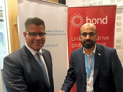 Othman Moqbel meets Alok Sharma, president of Cop26. Photo: Twitter