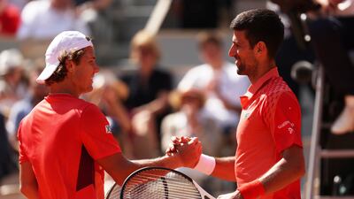 Novak Djokovic after his win over Aleksandar Kovacevic of USA at the French Open on Monday, May 29, 2023. Getty