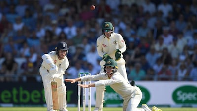 Jack Leach gets right behind the ball as England close in on victory. Getty Images