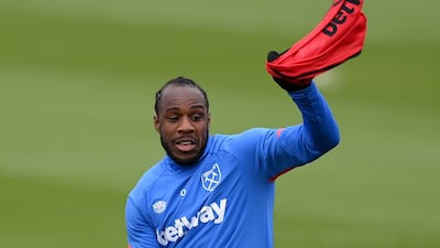 Michail Antonio during the training session. Getty