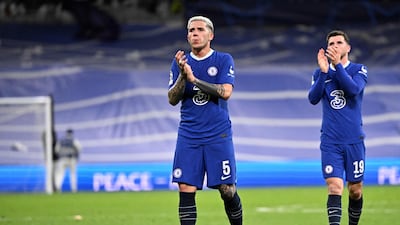 Chelsea's record €121m signing Enzo Fernandez after his side's 2-0 Champions League quarter-final first-leg defeat against Real Madrid at the Santiago Bernabeu Stadium on Wednesday, April 12, 2023. AFP