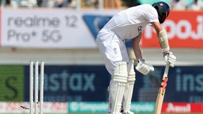 England's James Anderson is clean bowled by Mohammad Siraj. Reuters